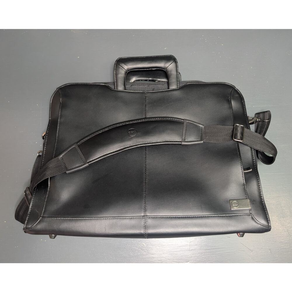 Dell Black Faux Leather Laptop Briefcase Messenger Bag 17" Shoulder Bag